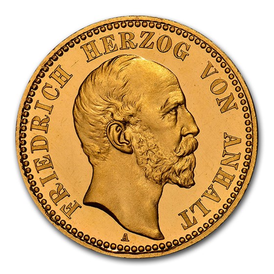 1896 German States Anhalt-Dessau Gold 10 Mark PF-67 NGC (UCAM) 1896 German States Anhalt-Dessau Gold 10 Mark PF-67 NGC (UCAM)